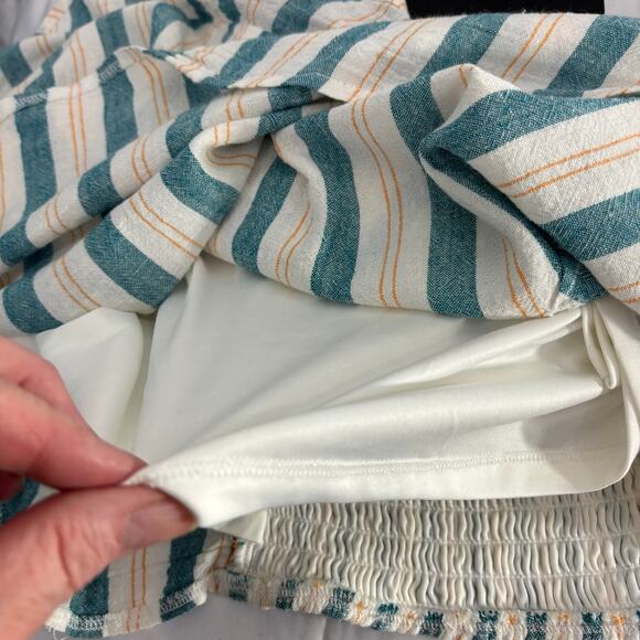 Torrid Smocked Back Tank Blue Yellow Striped Size 1 (14/16) Plus Size Top - Picture 8 of 9